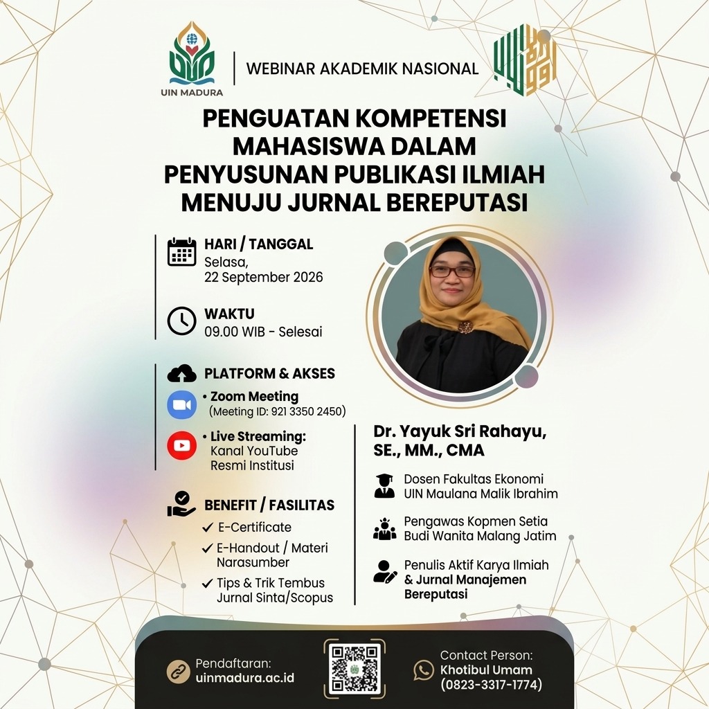 Webinar Nasional: "Penguatan Kompetensi Mahasiswa dalam Penyusunan Publikasi Ilmiah Menuju Jurnal Bereputasi"