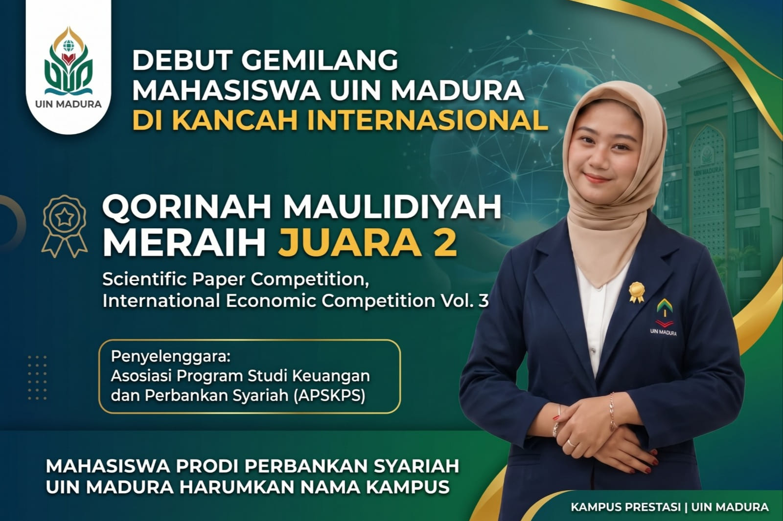 Debut Gemilang di Kancah Internasional, Mahasiswa Prodi Perbankan Syariah UIN Madura Raih Juara 2 Kompetisi Riset APSKPS